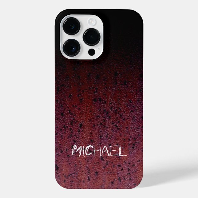 Funda Para iPhone Red Brown Black Ombre Rust Metalizado Nombre perso (Reverso)