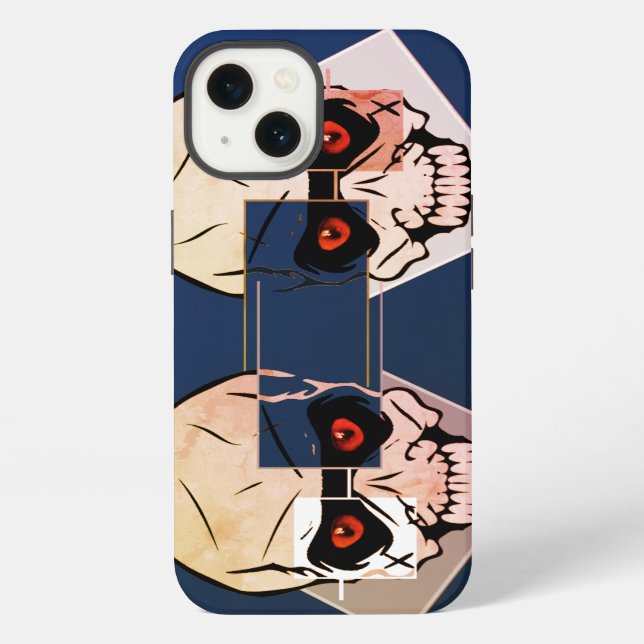 Funda Para iPhone Red eye skull and square (Reverso )