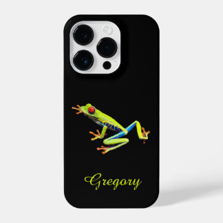 Funda Para iPhone 14 Pro Red Eyed Painted Tree Frog  Name Addition