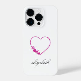 Funda Para iPhone 14 Pro red heart shape withe background personalized 