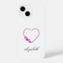 Funda Para iPhone 14 red heart shape withe background personalized 