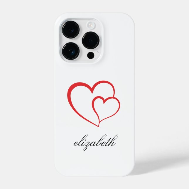 Funda Para iPhone red heart shape withe background personalized  (Reverso )