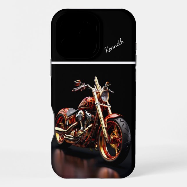 Funda Para iPhone Reflejo de Motocicleta Dorada (Reverso )