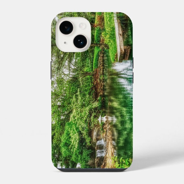 Funda Para iPhone Reflejos de primavera verde (Reverso )