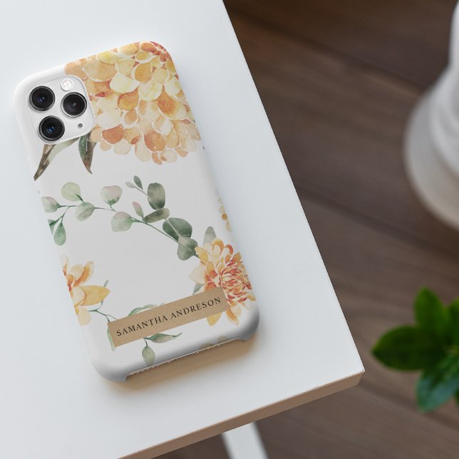 Funda Para iPhone Regalo personalizado de flores modernas amarillo y (Subido por el creador)