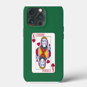 Funda Para iPhone 13 Pro Reina de Corazones Carta de Juego con Nombre Perso