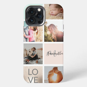 Funda Para iPhone 13 Pro Max reja de collage de fotos de amor monograma rosa do