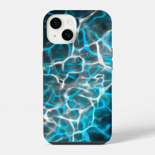 Funda Para iPhone 14 Relámpago negro, azul y blanco sobre la reflexión
