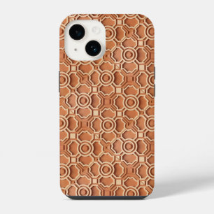 Funda Para iPhone 14 relieve geométrico en 3D de terracota intrincado c