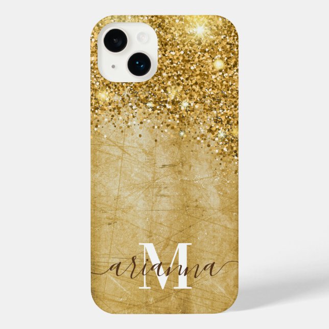 Funda Para iPhone Relieve metalizado dorado y Purpurina (Reverso )