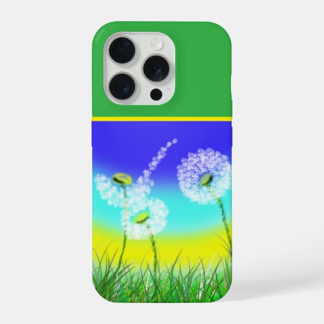 Funda Para iPhone Reloj de maleza de diente de león pintado al óleo, (Reverso )