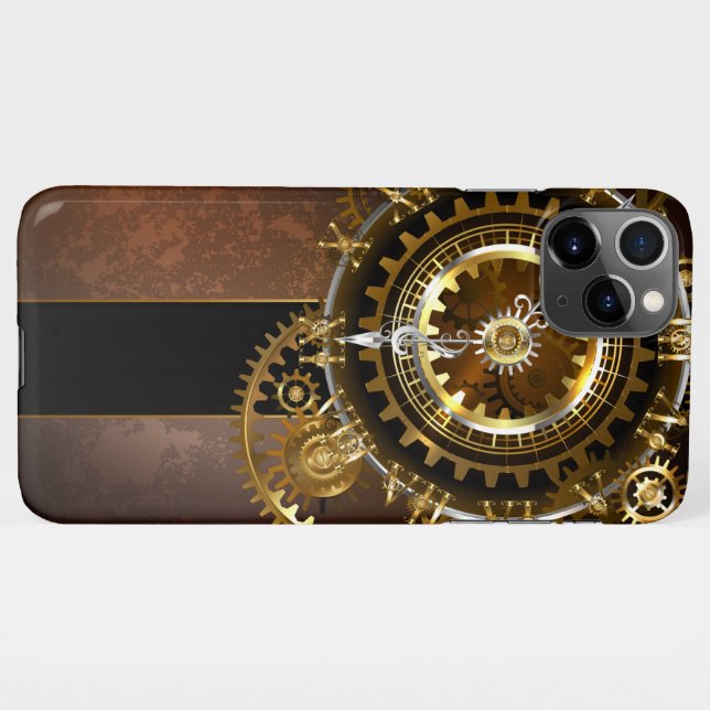 Funda Para iPhone Reloj de vapor con engranajes antiguos (Reverso horizontal)
