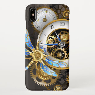 Funda Para iPhone XS Max Reloj de vapor con libélula mecánica