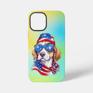 Funda Para iPhone 12 Mini Reloj redondo de sublimación de perro del 4 de jul
