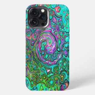 Funda Para iPhone 13 Pro Max Remolino líquido abstracto retro groovy aguamarina