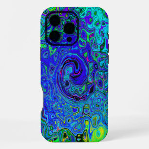 Funda Para iPhone 16 Pro Max Remolino Líquido Abstracto Violeta Azul Psicodélic