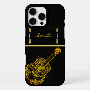 Funda Para iPhone 16 Pro Max Representación artística de un diseño de guitarra 