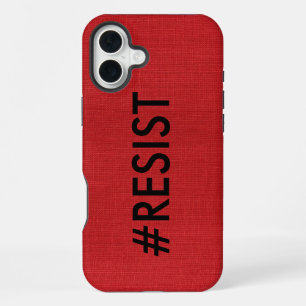 Funda Para iPhone 16 Plus #Resistir, texto negro en Foto de Lino Rojo