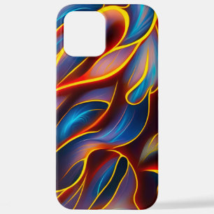 Funda Para iPhone 12 Pro Max Resumen de flamencos rojos Swirl Blue
