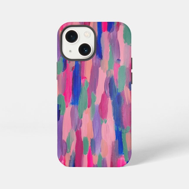 Funda Para iPhone Resumen de franjas rosadas  (Reverso )