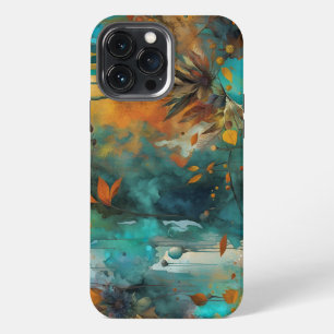 Funda Para iPhone 13 Pro Max Resumen de la cosecha de otoño de oro Verde azulad