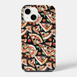 Funda Para iPhone 14 Resumen De Pizzas En Un Fondo Negro