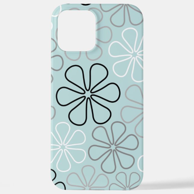 Funda Para iPhone Resumen Flor Grande Esboza BWG+Azul Huevo pato (Reverso )