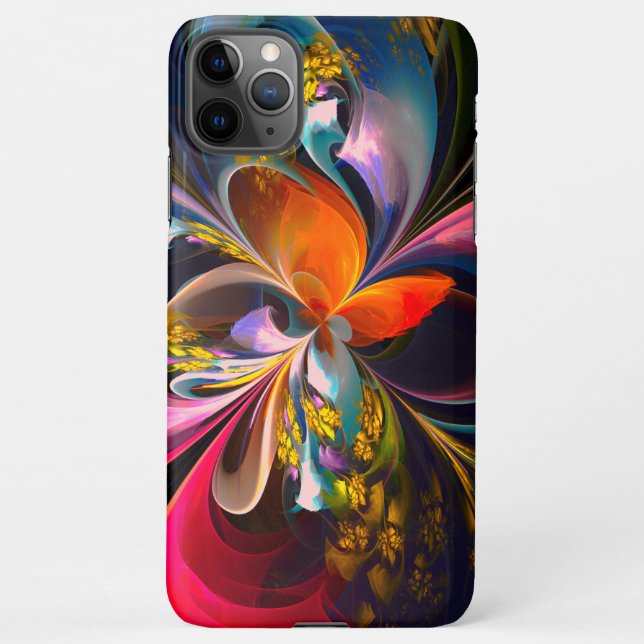 Funda Para iPhone Resumen floral moderno Patrón azul rojo del arte # (Reverso)