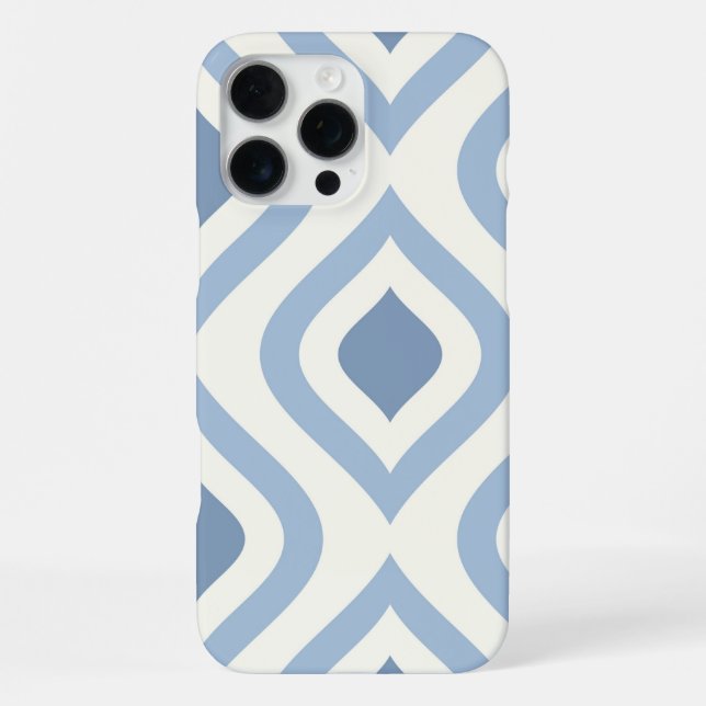 Funda Para iPhone Resumen geométrico, azul y blanco roto (Reverso )