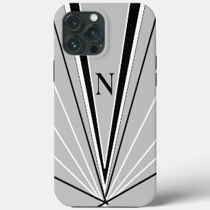 Funda Para iPhone 13 Pro Max Resumen geométrico Monograma blanco negro