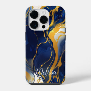 Funda Para iPhone 14 Pro Resumen Nombre personal de la Marina de Aceite Azu