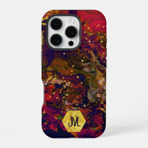 Funda Para iPhone 16 Pro Resumen por la noche rojo, crema y azul medianoche