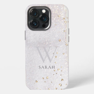 Funda Para iPhone 13 Pro Resumen Purpurina Monograma del cepillo Lilac de o