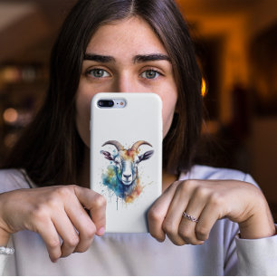Funda Para iPhone 12 Mini Retrato de Cabra Arcoíris Vívido