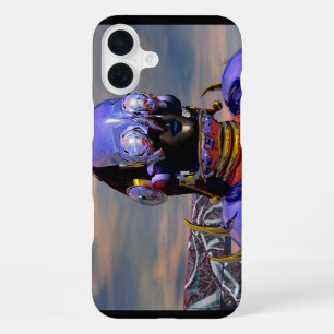 Funda Para iPhone 16 Plus RETRATO DE CIBORGUE TITÁN Ciencia Ficción Azul ,Ci