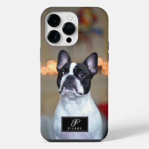 Funda Para iPhone 14 Pro Max Retrato de Mascota Personalizado Foto Nombre Monog
