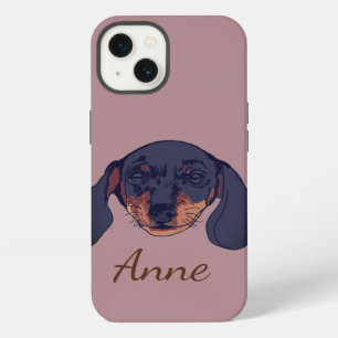 Retrato de perro Dachshund con nombre personalizad