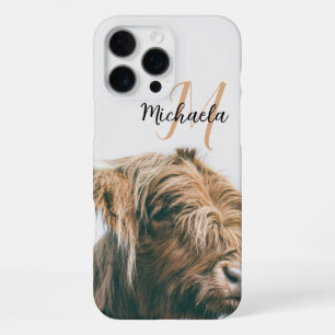 Funda Para iPhone 16 Pro Max retrato de vaca de las Tierras Altas con nombre pe