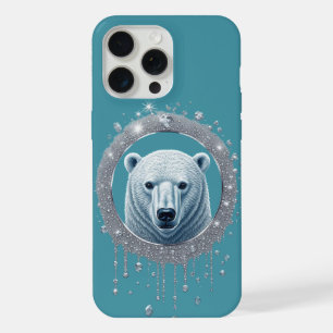Retrato geométrico de oso polar con detalles turqu