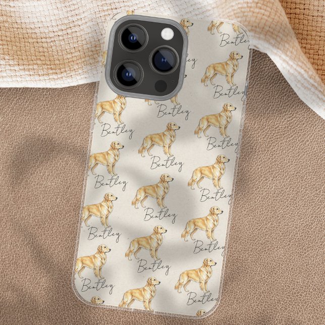 Funda Para iPhone Retrato Mascota dibujado a mano Retrato de Golden  (Showcase your furry friend with this Hand Drawn Pet Portrait Sketch Golden Retriever Case!)