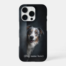 Funda Para iPhone 16 Pro Retrato personalizado de Aussie Merle Azul