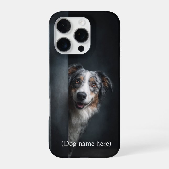 Funda Para iPhone Retrato personalizado de Aussie Merle Azul (Reverso)