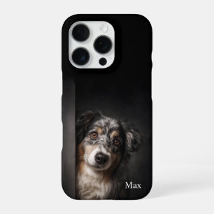 Funda Para iPhone 16 Pro Retrato personalizado de Australian Shepherd para 