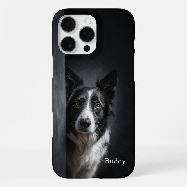 Funda Para iPhone Retrato personalizado de Border Collie (Reverso )