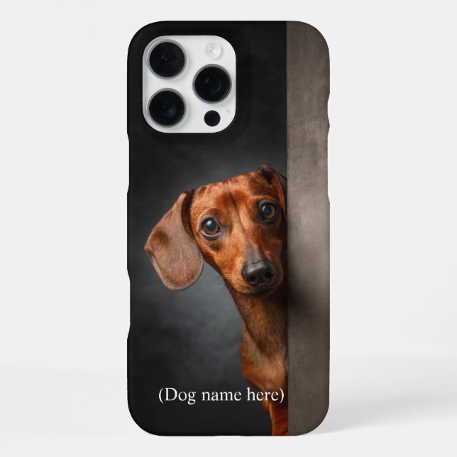 Funda Para iPhone Retrato Personalizado de Dachshund Rojo (Reverso )