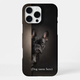 Funda Para iPhone 16 Pro Max Retrato Personalizado de Frenchie Negro