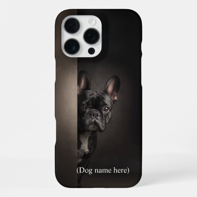 Funda Para iPhone Retrato Personalizado de Frenchie Negro (Reverso )