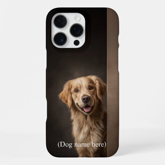 Funda Para iPhone Retrato personalizado de Golden Retriever (Reverso )