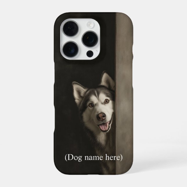 Funda Para iPhone Retrato personalizado de Husky Siberiano (Reverso)