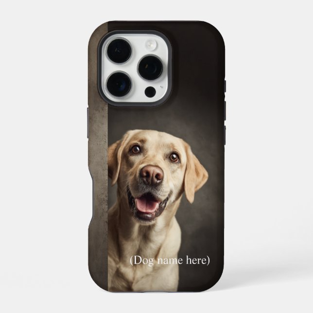 Funda Para iPhone Retrato personalizado de Labrador amarillo (Reverso )